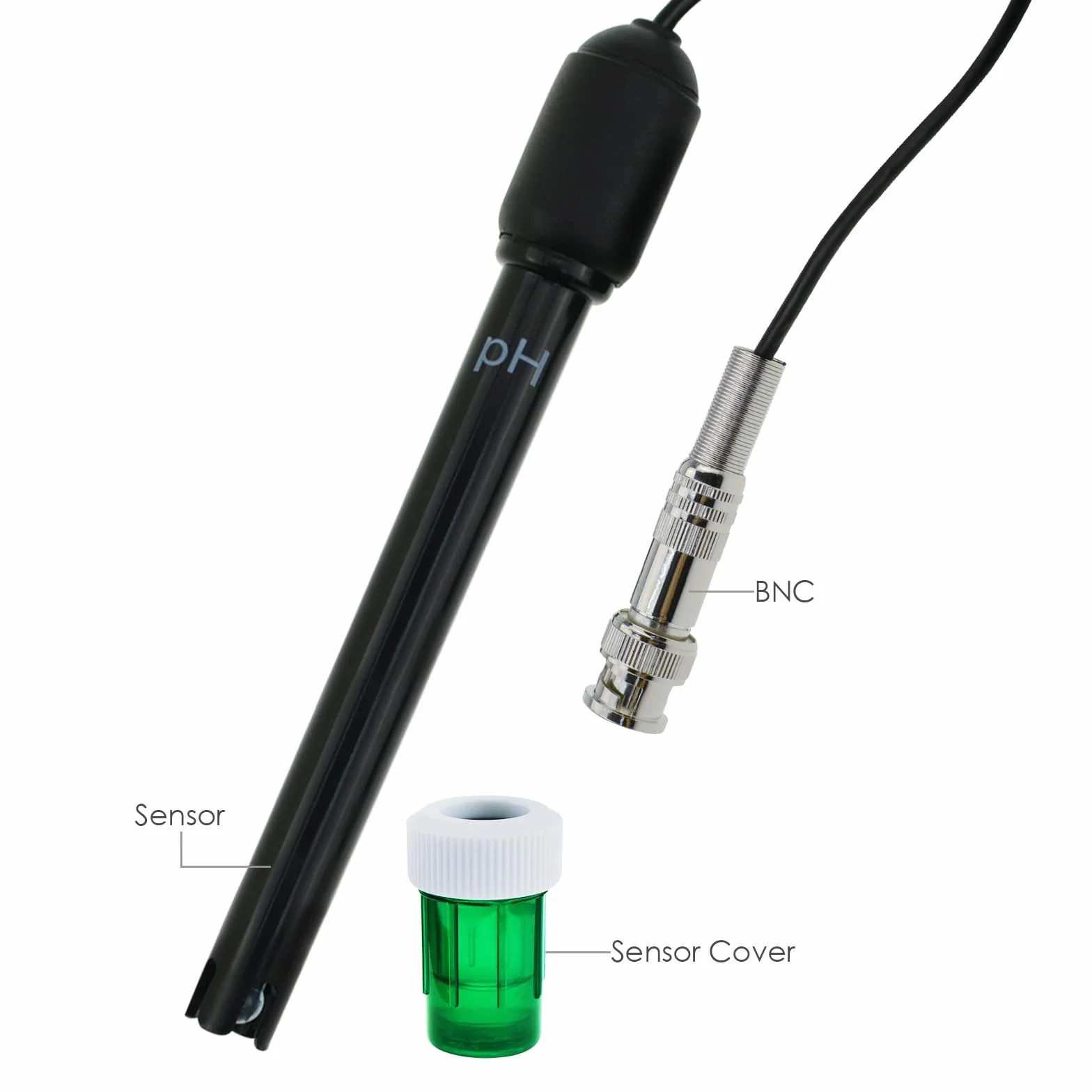 Sonda de pH 0-14 Conector BNC Cable 300cm para Medidor PH Monitor Controlador Sensor Kit Reemplazo Acuario Hidroponía