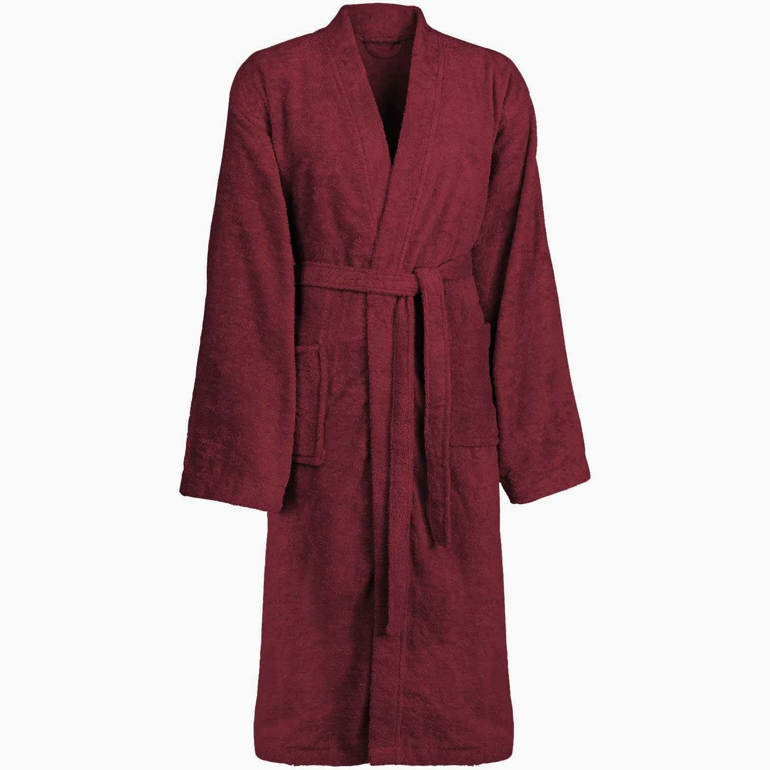 Albornoz KINN Rojo XXXL de 100% algodón con cinturón ajustable, absorbente y mullido, bata de casa para hombre y mujer, ideal para sauna, spa y baño