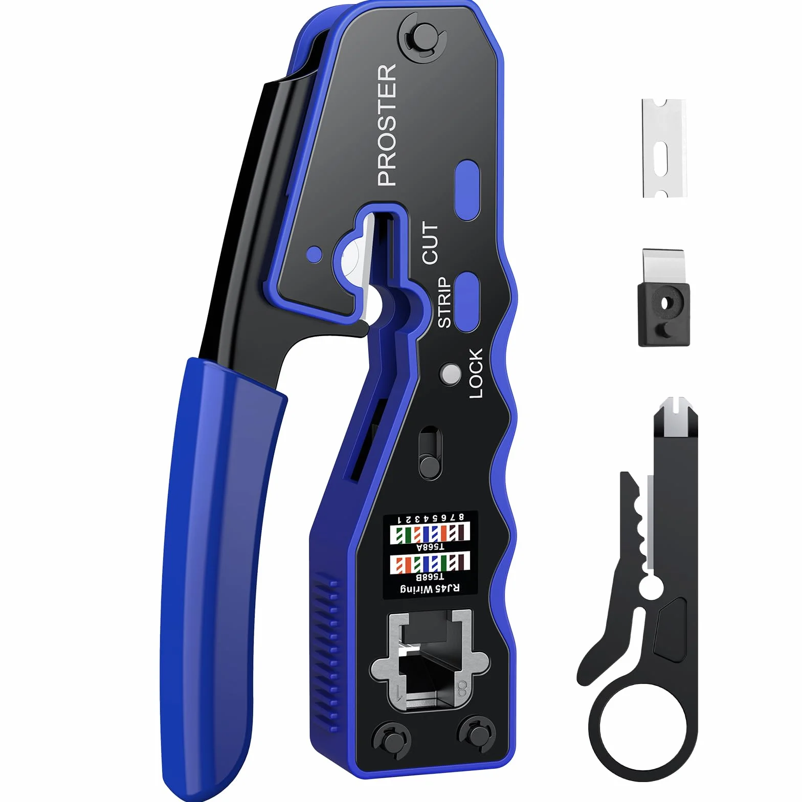 Proster Kit de Crimpadora RJ45 Cat6 Cat5 Cat5e Herramienta de Crimpado 8P8C para Cables Ethernet