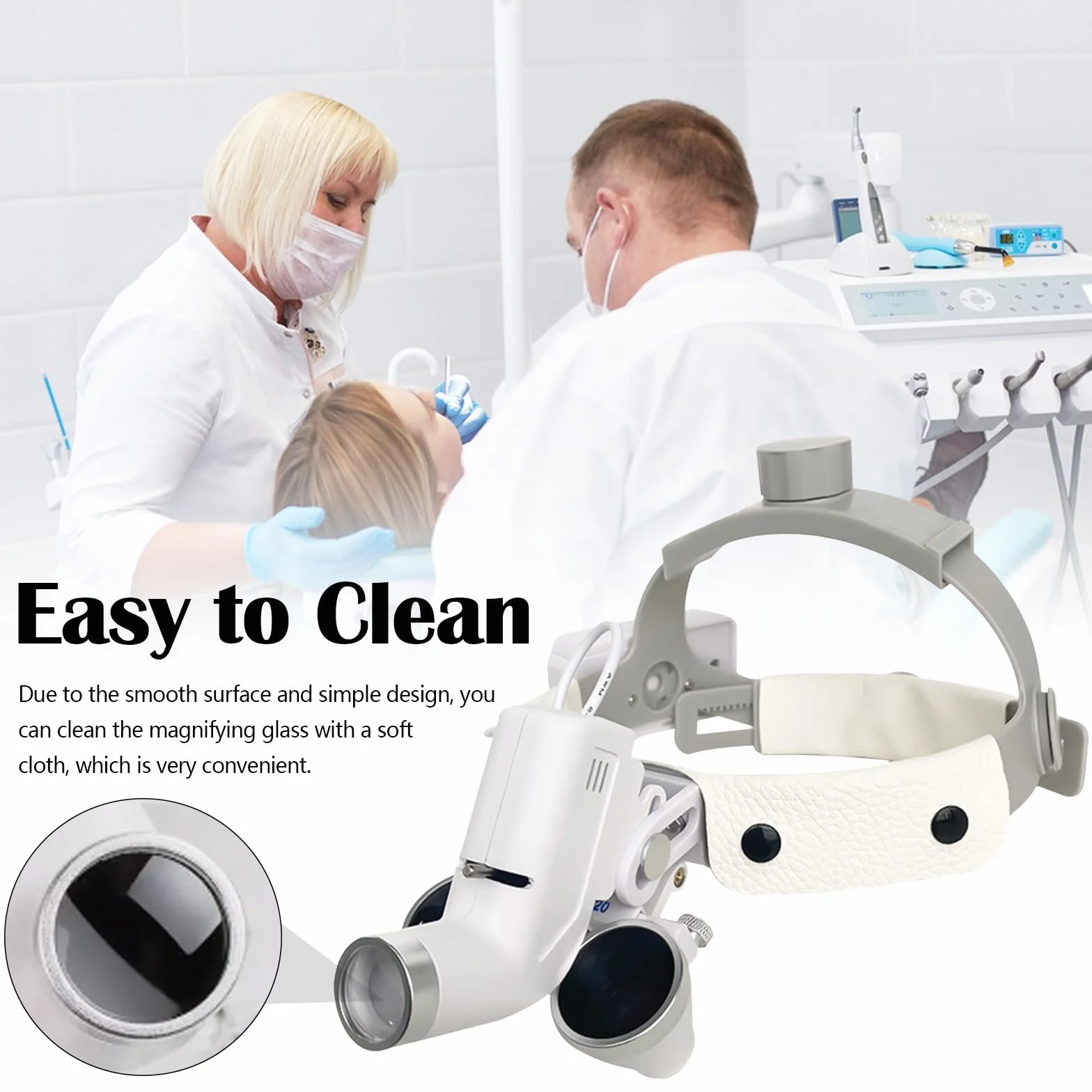 Lupas Quirúrgicas Dentales Médicas 3.5X 420mm con Lámpara LED 5W Ajustable