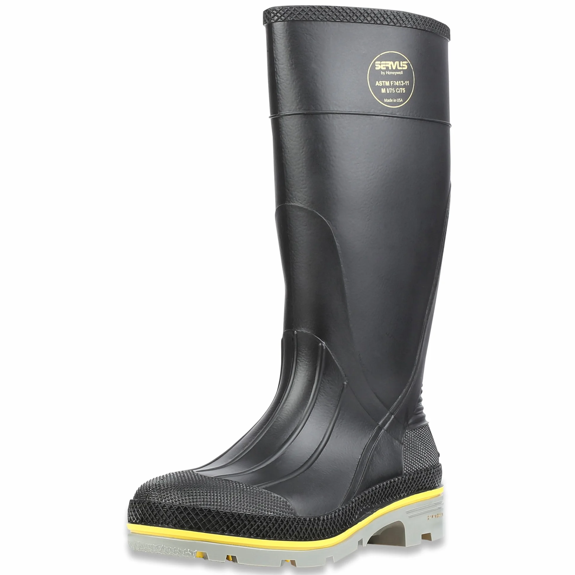 Honeywell Home Servus XTP 15" PVC resistente a los productos químicos botas de trabajo para hombre, negro, amarillo y gris