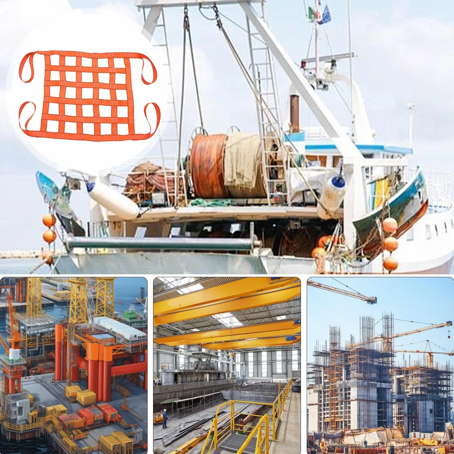 Cargo Lifting Net Heavy Duty Hoisting Net Sling Mesh Material Handling Net for Warehouse Construction