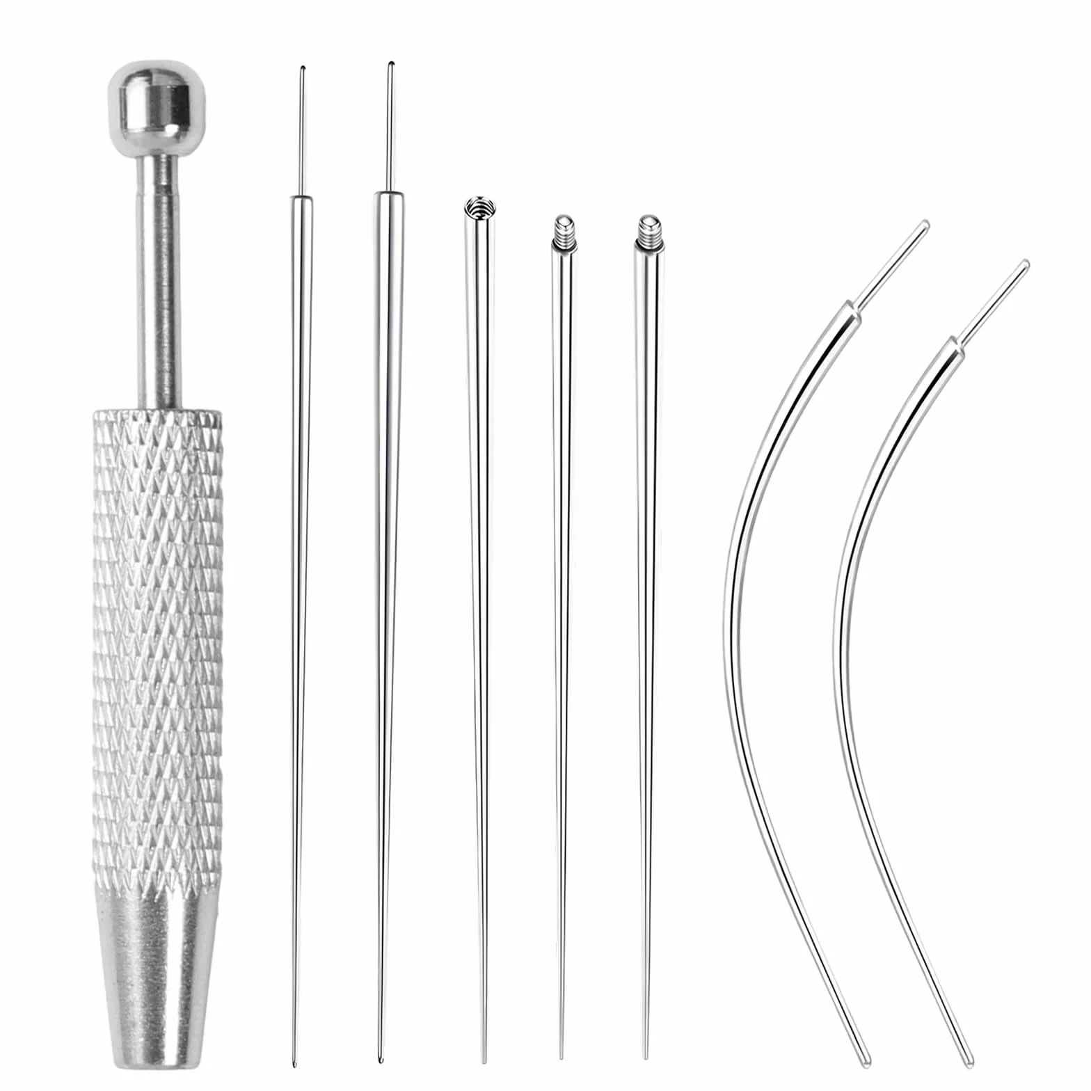 Set de Pinzas para Piercings Profesional, Kit Extractor Bolas, Conos Inserción 16G 18G