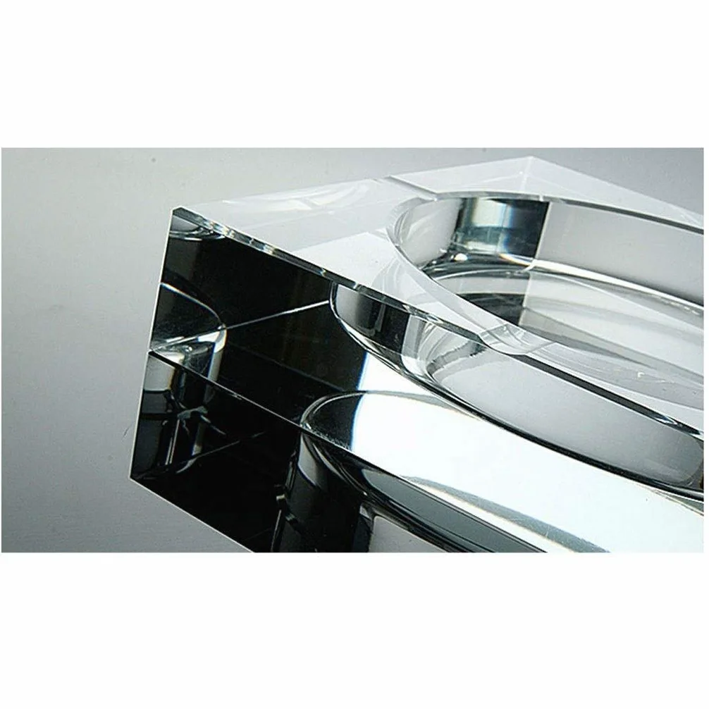 Cenicero cuadrado de cristal – Cenicero pequeño decorativo de cristal transparente para interiores y exteriores – 3.9 pulgadas – Accesorio creativo para el hogar para uso doméstico
