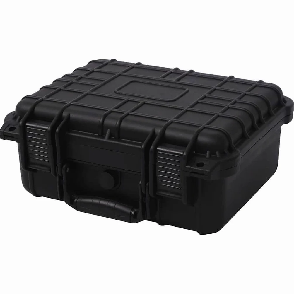 Maletín universal negro de polipropileno y ABS, 35 x 29,5 x 15 cm, rígida, con junta tórica, válvula de presión, insertos de espuma para cámara, lente, accesorios, viajes, exteriores