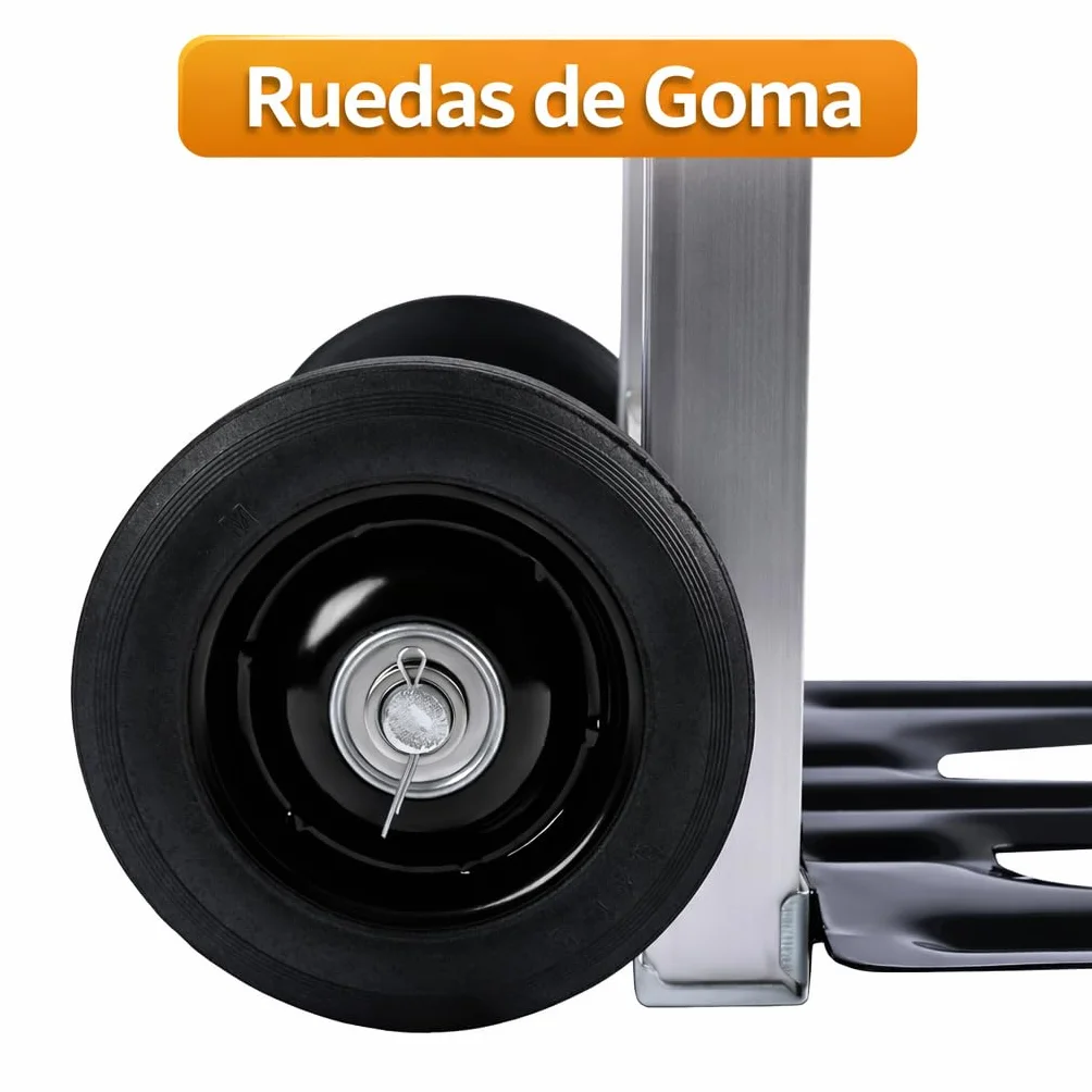Carretilla de Mano Plegable con Ruedas, Carro de Carga Portátil, Hasta 100kg