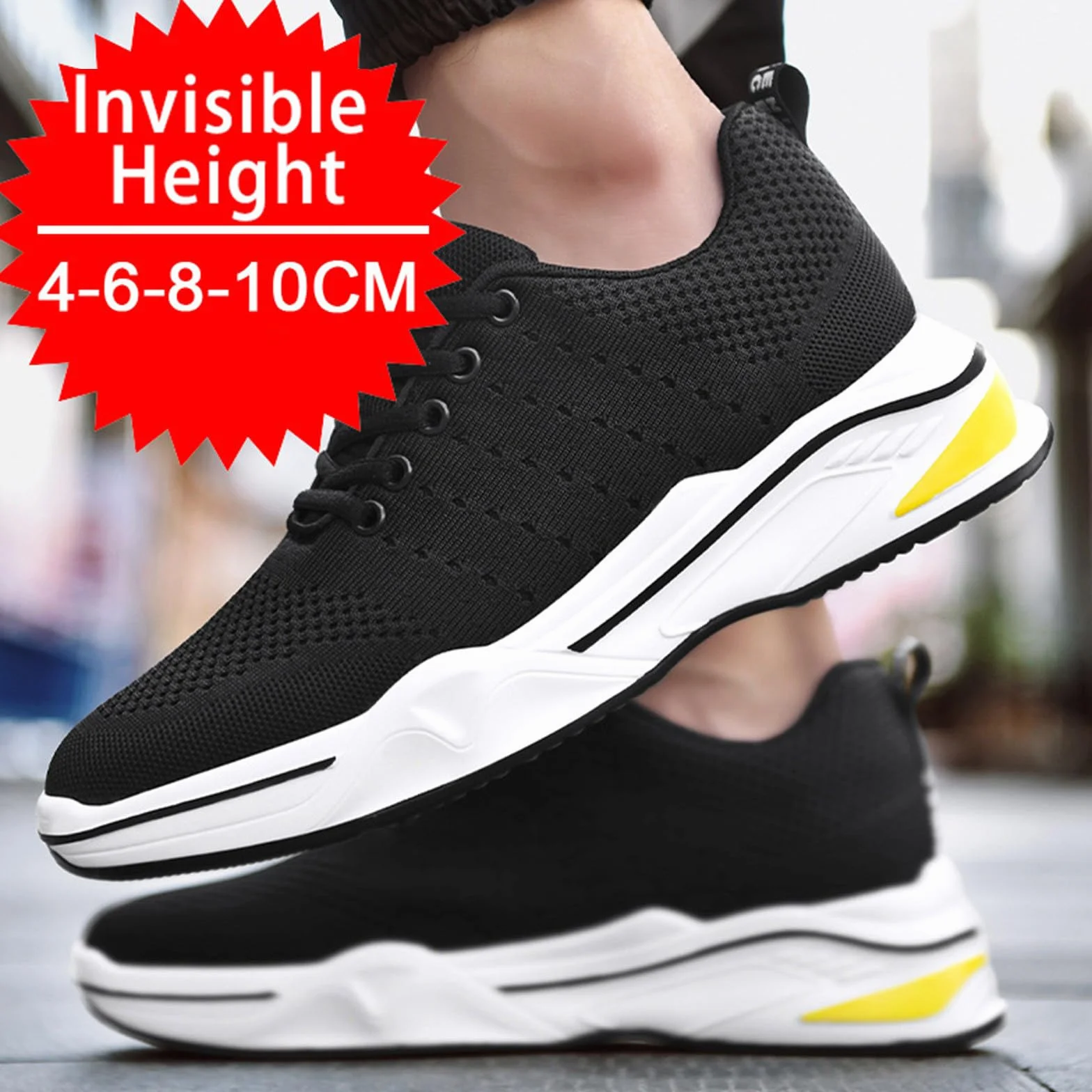 Zapatillas elevadoras para hombre, tacón de 4 cm, 6 cm, 8 cm, 10 cm, zapatos de elevación de altura invisible para caminar, tenis deportivo, golf, antiestático, ligero, transpirable
