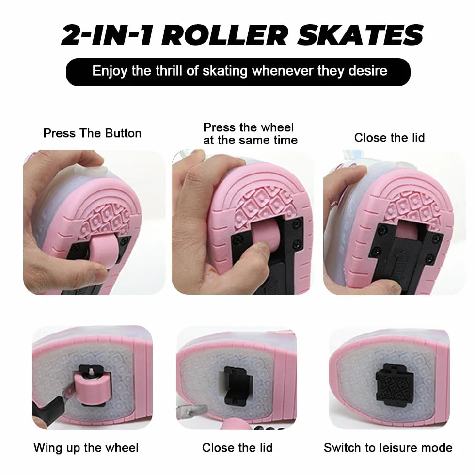 ENEN Zapatillas con Ruedas LED Recargables USB para Niños Patinaje 28-41 EU
