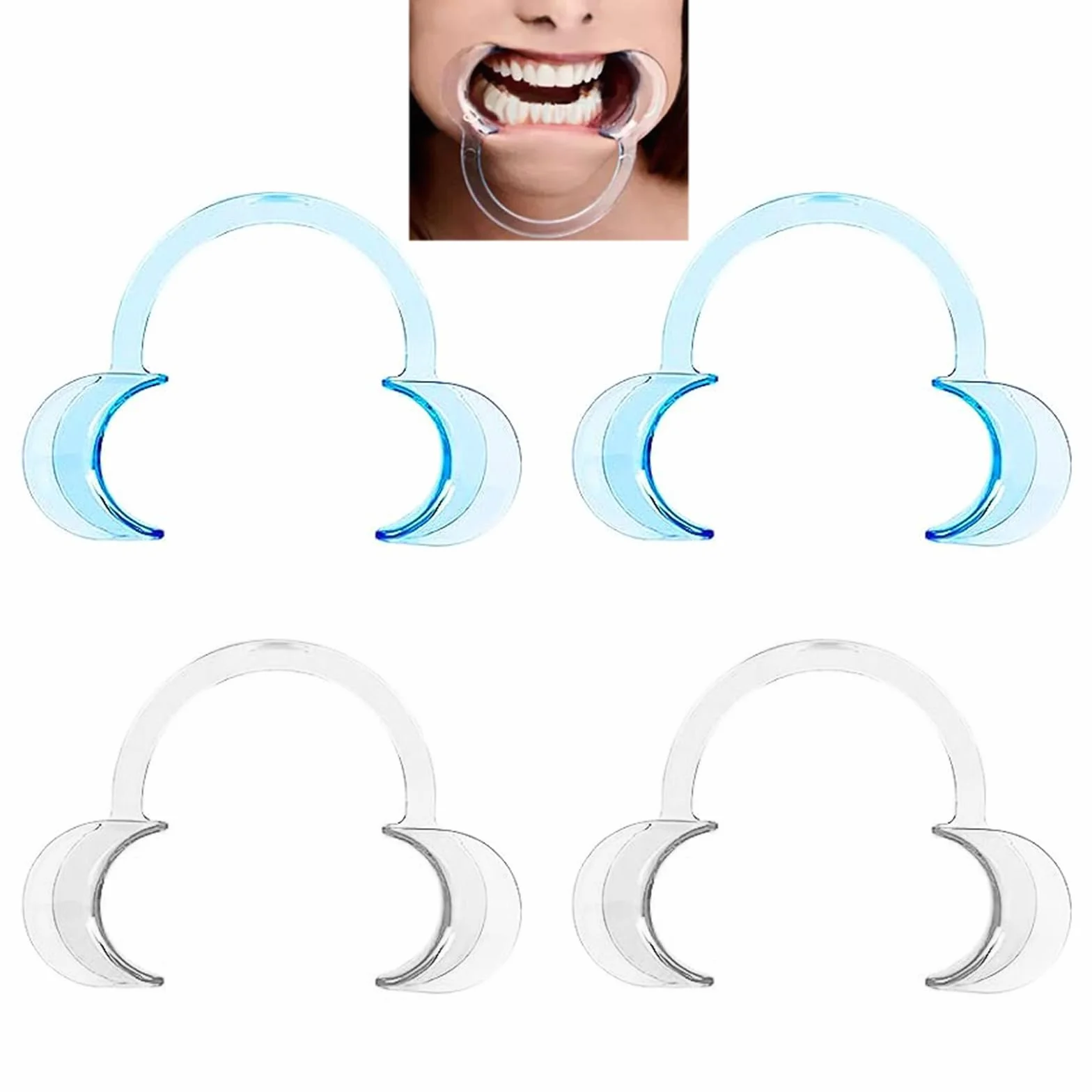 Abridor de Boca Dental 4 PCS, Retractores de Mejilla en Forma de C para Examen Oral y Blanqueamiento Dental