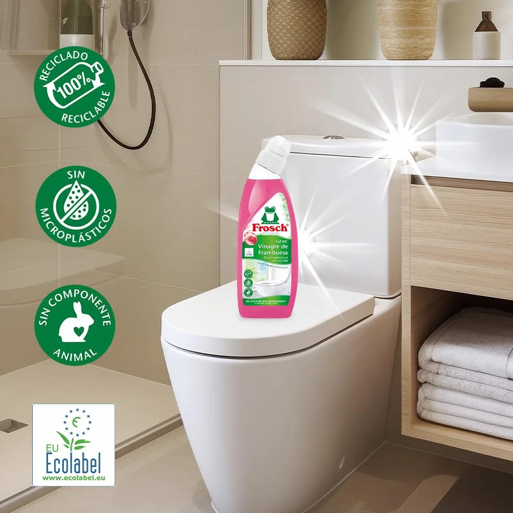 Frosch Gel WC Ecológico Limpiador Cal Residuos Inodoro Vinagre Frambuesa 750 ml