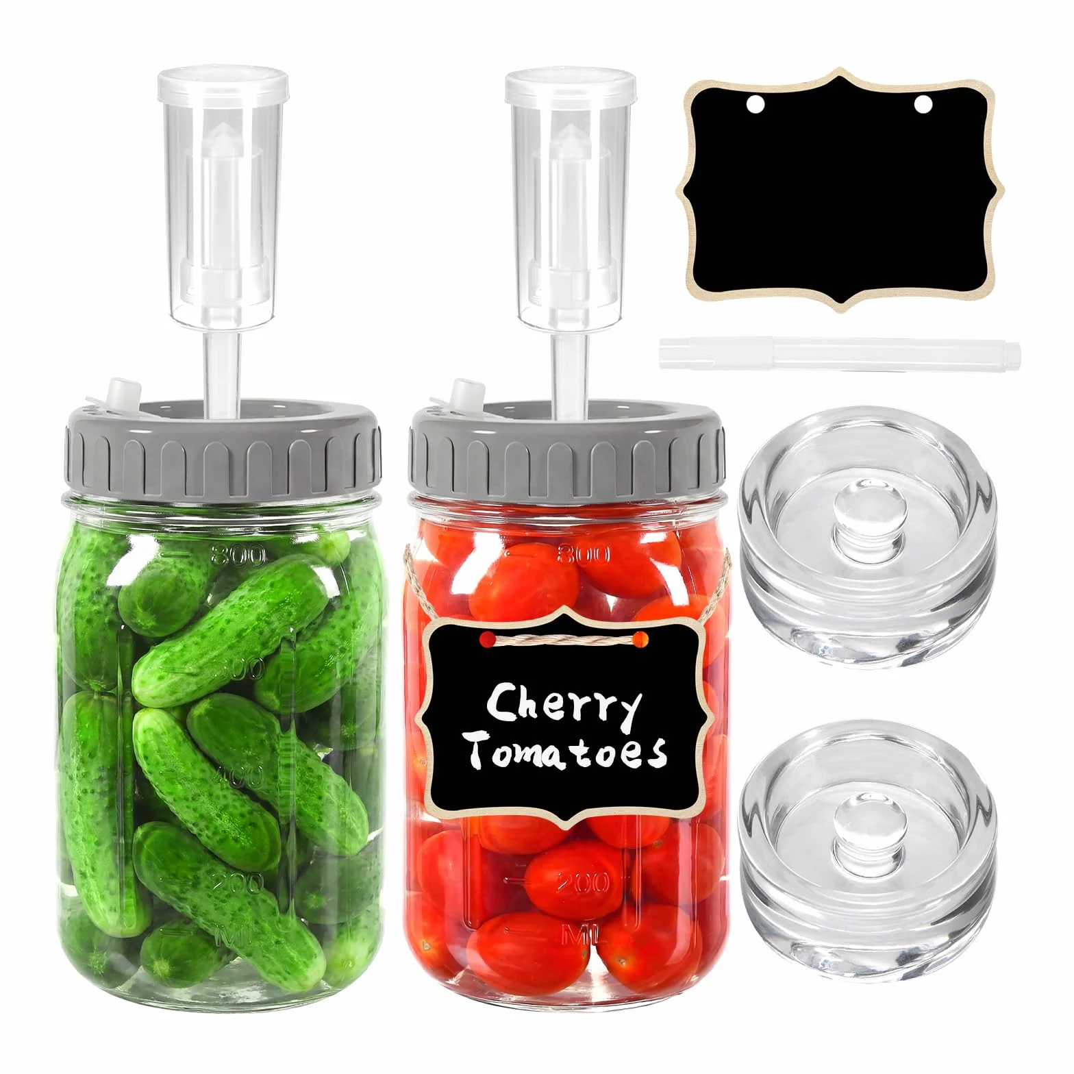 Frasco De Fermentación De Vidrio 1 Litro con Pesas y Bloqueo de Aire Kit para Kimchi Kombucha Chucrut