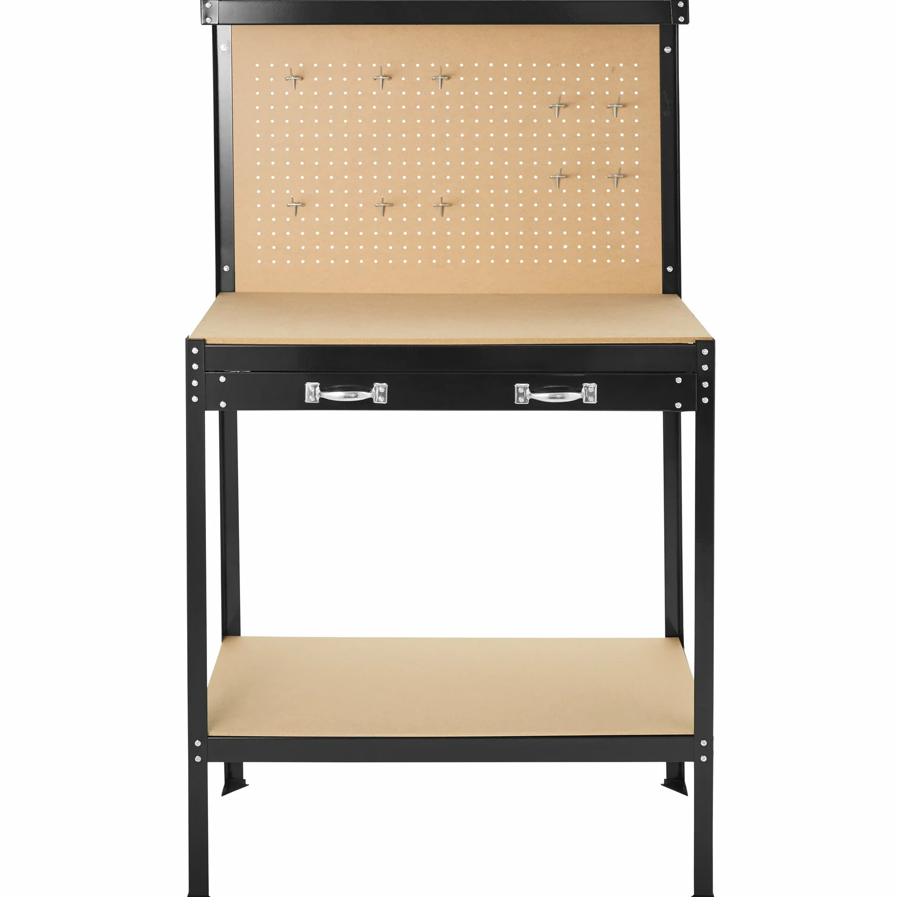 Tectake Banco de Trabajo Taller 81x41x145 cm con 12 Ganchos Panel Herramientas Cajón Grande