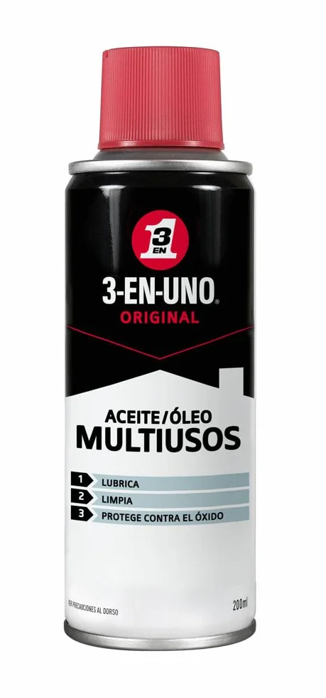 3-IN-ONE Spray Multiusos 200 ml Lubrica Limpia y Protege Contra el Óxido