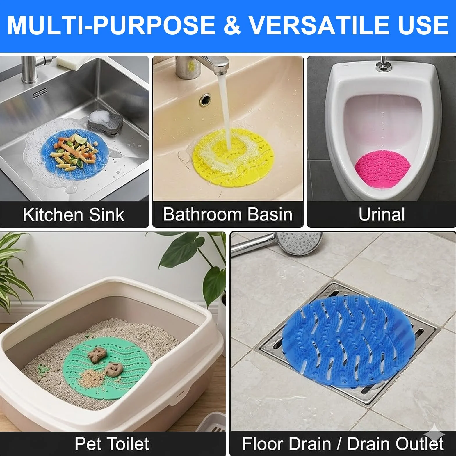 Rejillas Urinario con Fragancia 16 Piezas, Filtro Anti Olor y Anti Salpicaduras, Desodorante WC Universal PVC