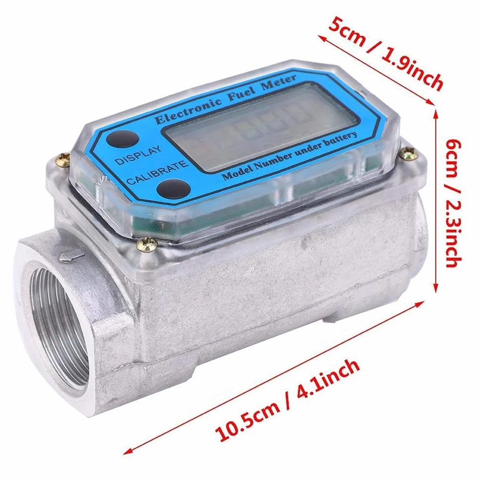 Jadeshay Medidor de Flujo 1" NPT 15-120L Turbina Combustible Diesel Alta Precisión Rosca Gasoil Pantalla Digital