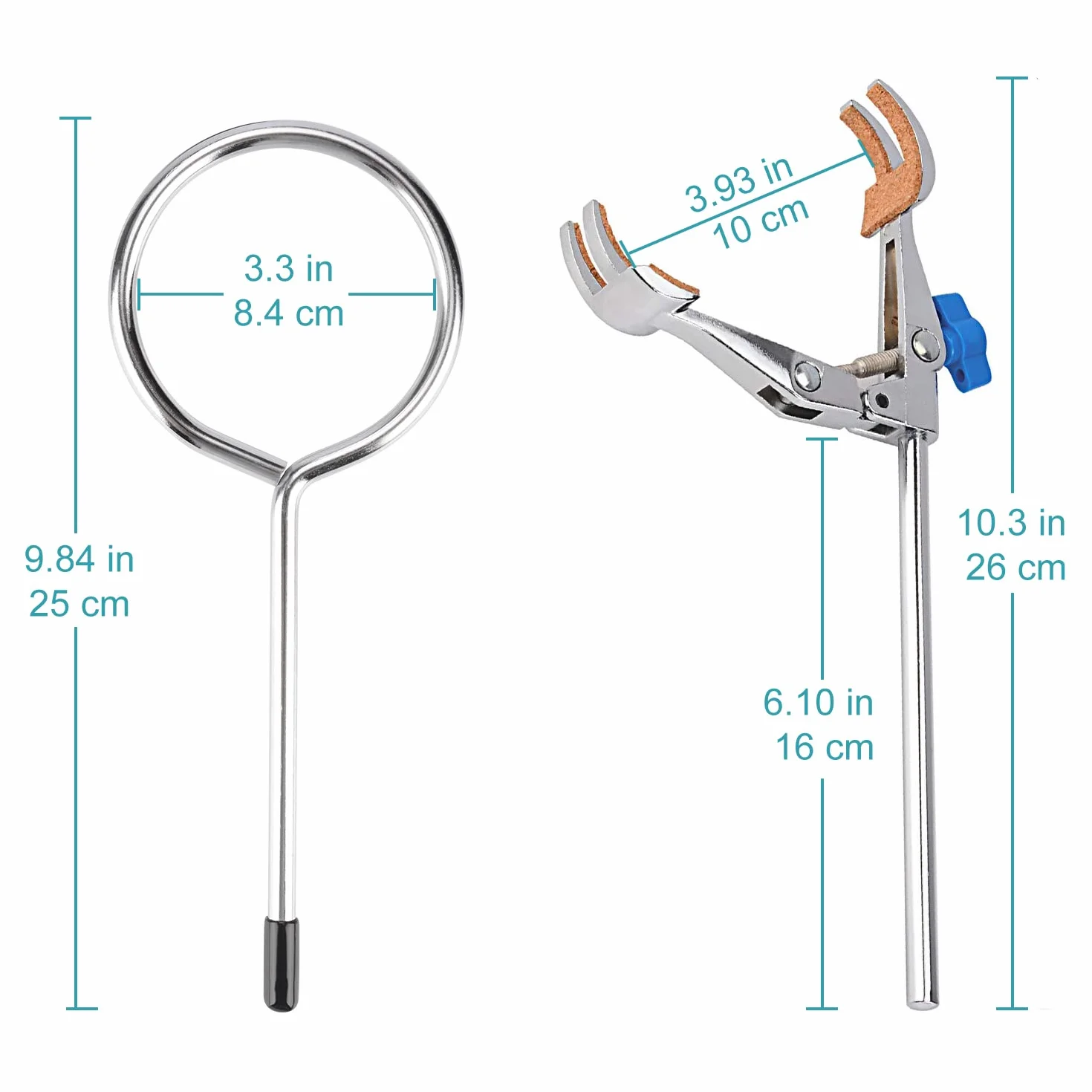 Stonylab Soporte de Acero con Varilla, Abrazadera Giratoria de 4 Dedos, Anillo de Retorta y Cabezales para Laboratorio, 1 Set