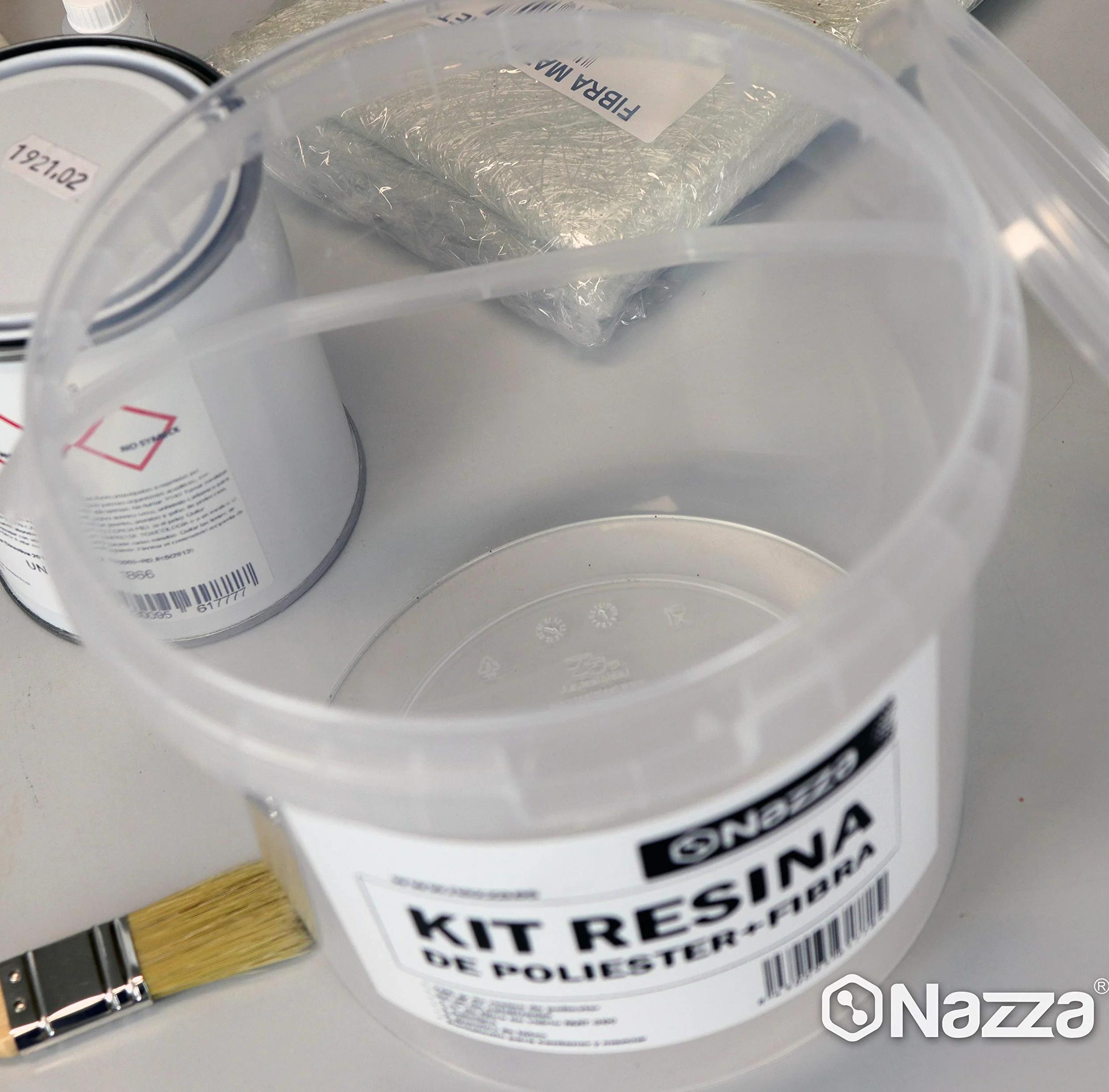 Kit de Resina de Poliéster 1 kg + Fibra de Vidrio Nazza Incluye Resina Peróxido de MEK Guantes Paletina Instrucciones Vaso