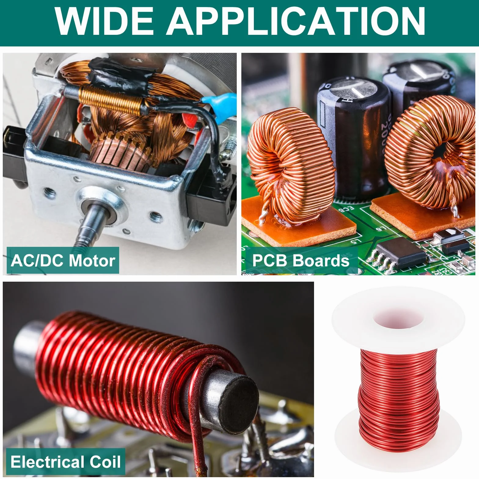 QUARKZMAN 24AWG Alambre Esmaltado de Cobre 0.5mm Magnético Bobina Transformador Motor Eléctrico Grado F 155°C 4oz Rojo