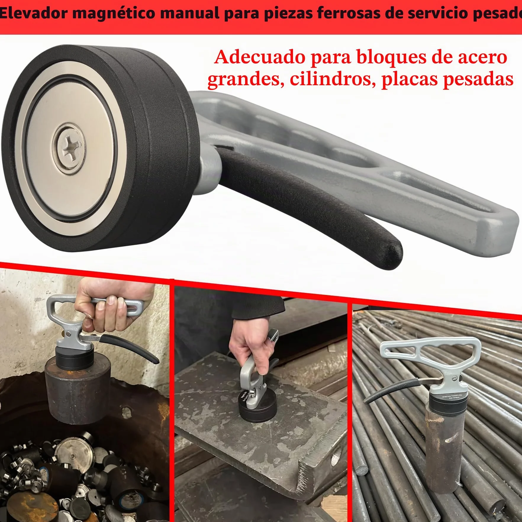 MUTUACTOR Soporte magnético de mano fuerte, imán de neodimio con mango, herramienta para objetos metálicos