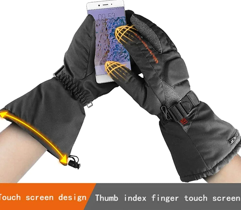 CHEWYNP Guantes térmicos Guantes térmicos 3 Archivos Temperatura Ajustable, Invierno Impermeable y Resistente al Viento Pantalla táctil Calefacción Guantes térmicos Guantes térmicos eléctr