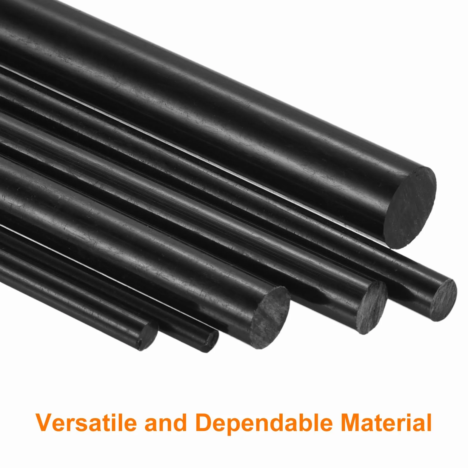 Varillas de Plástico ABS 5mm x 250mm Barras Redondas Sólidas para Modelos DIY Bricolaje, Negro