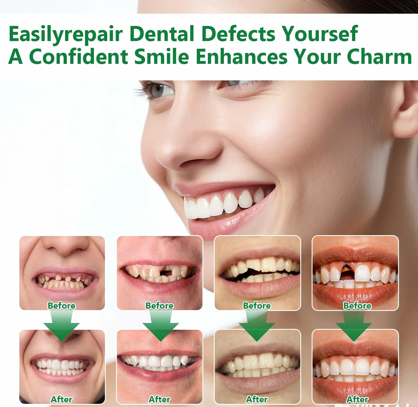Cemento Dental Permanente 60g Kits de Empastes Dentales Perla Dental Reparación Dientes Falsos Moldeables