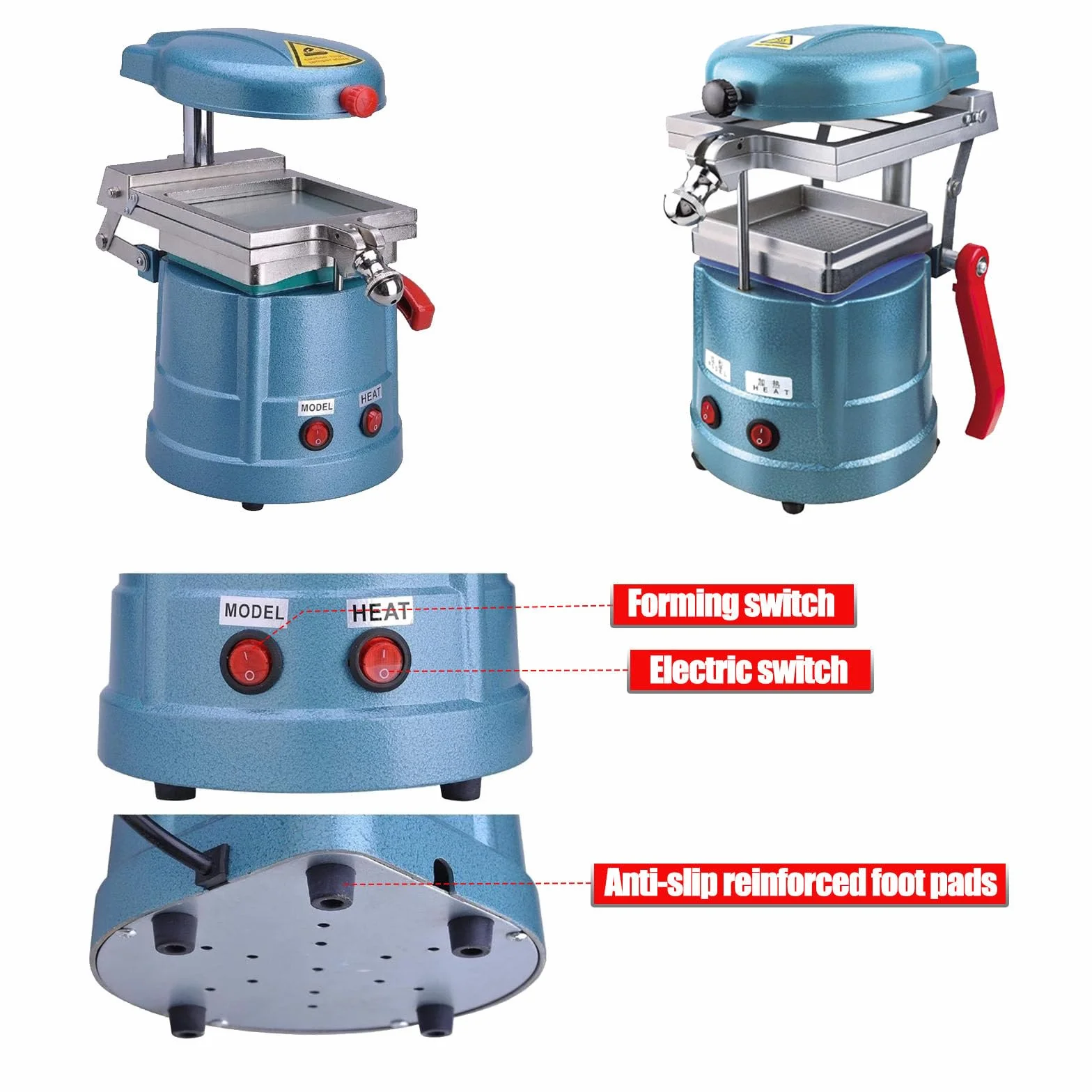 Máquina de termoformado al vacío para laboratorio dental, prensa para retenedores de ortodoncia, estampado al vacío con bola de acero