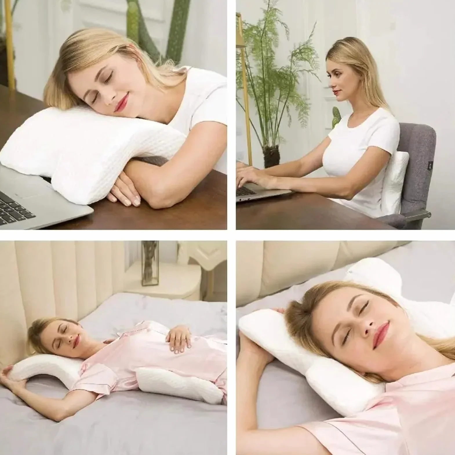 CCXXYGWJ Almohada de Espuma viscoelástica Almohada de Espuma viscoelástica Ortopédica Curvada en Forma de U para Dormir Memeory Productos Huecos para la Mano Traviesas Laterales de Viaje para el