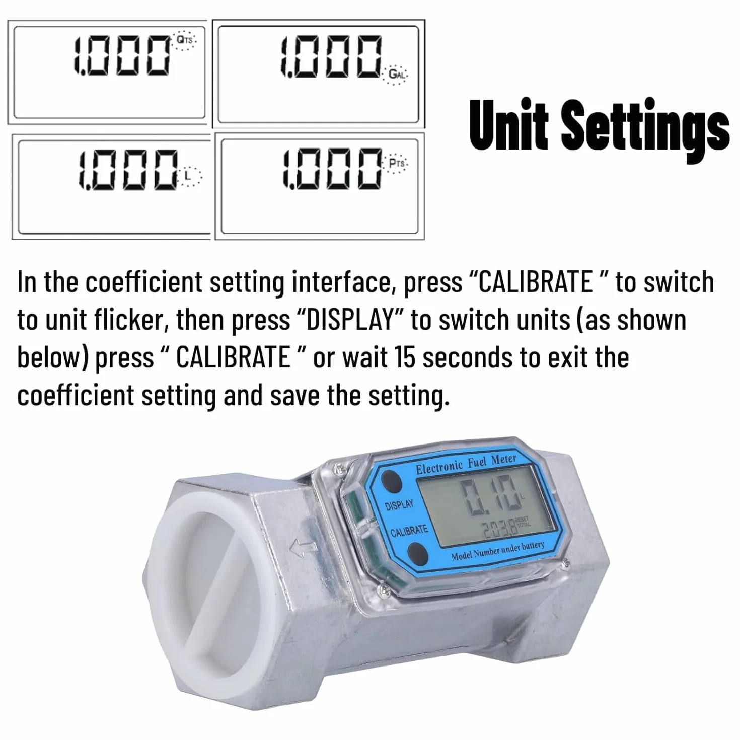 Digital Turbine Flow Meter 120L/Min Water Fuel Flow Meter 0-99999 Electronic Fuel Meter 1-1/2" NPT
