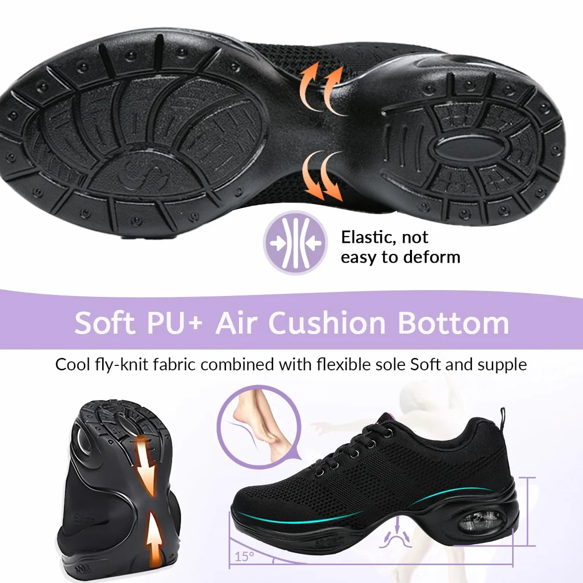 Hixingo Zapatillas de Deporte Jazz para Mujeres, Zapatos de Baile Antideslizantes Transpirables