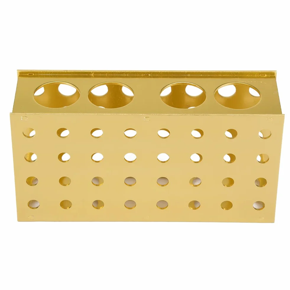 Soporte para tubos de ensayo de aluminio dorado 8x12, 3x18, 30 mm diámetro del orificio