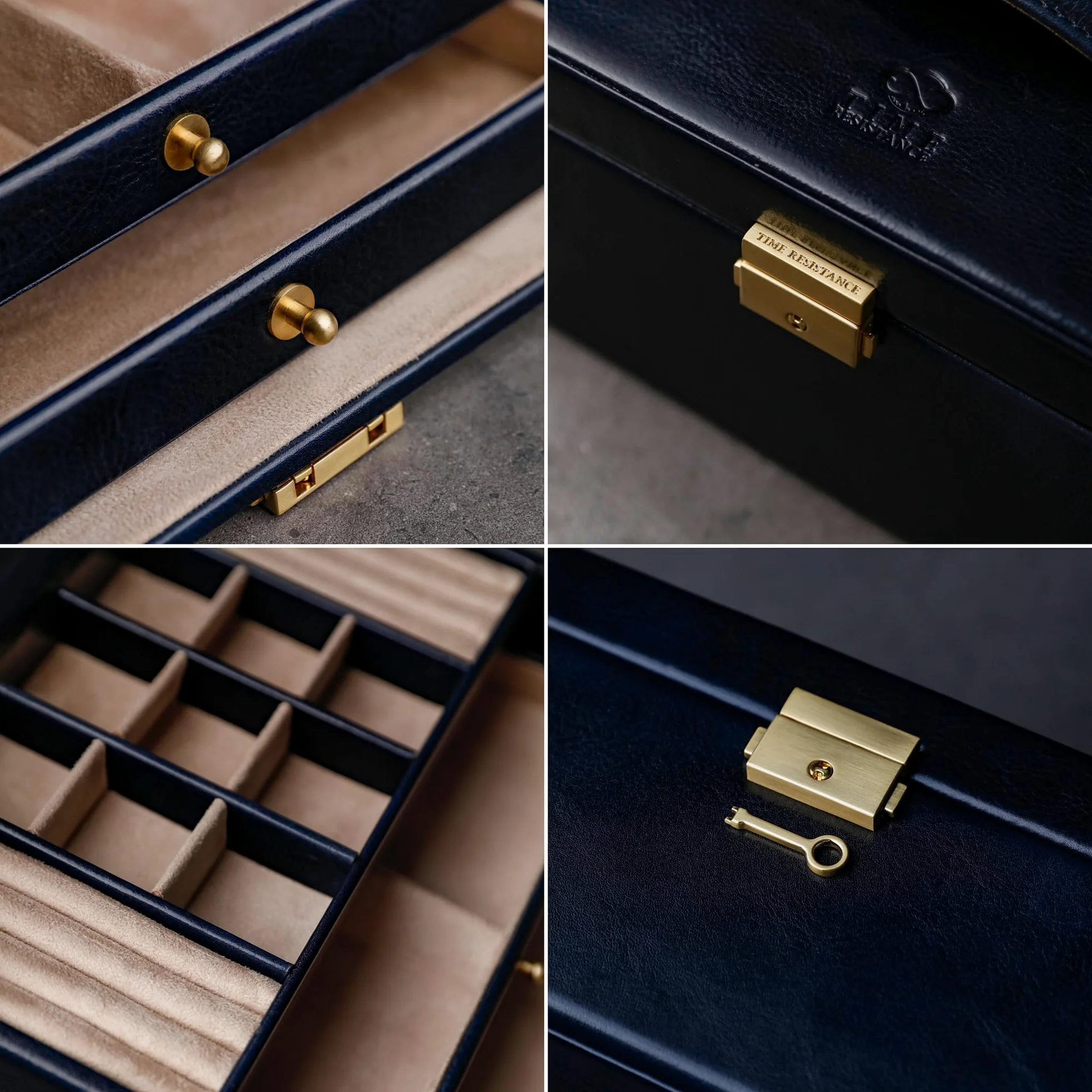 Time Resistance Joyero de Cuero para Mujer y Hombre - Organizador de Joyería Ideal para Pendientes, Collares y Anillos - Hecho a Mano en Italia con Cuero Auténtico de Vachetta