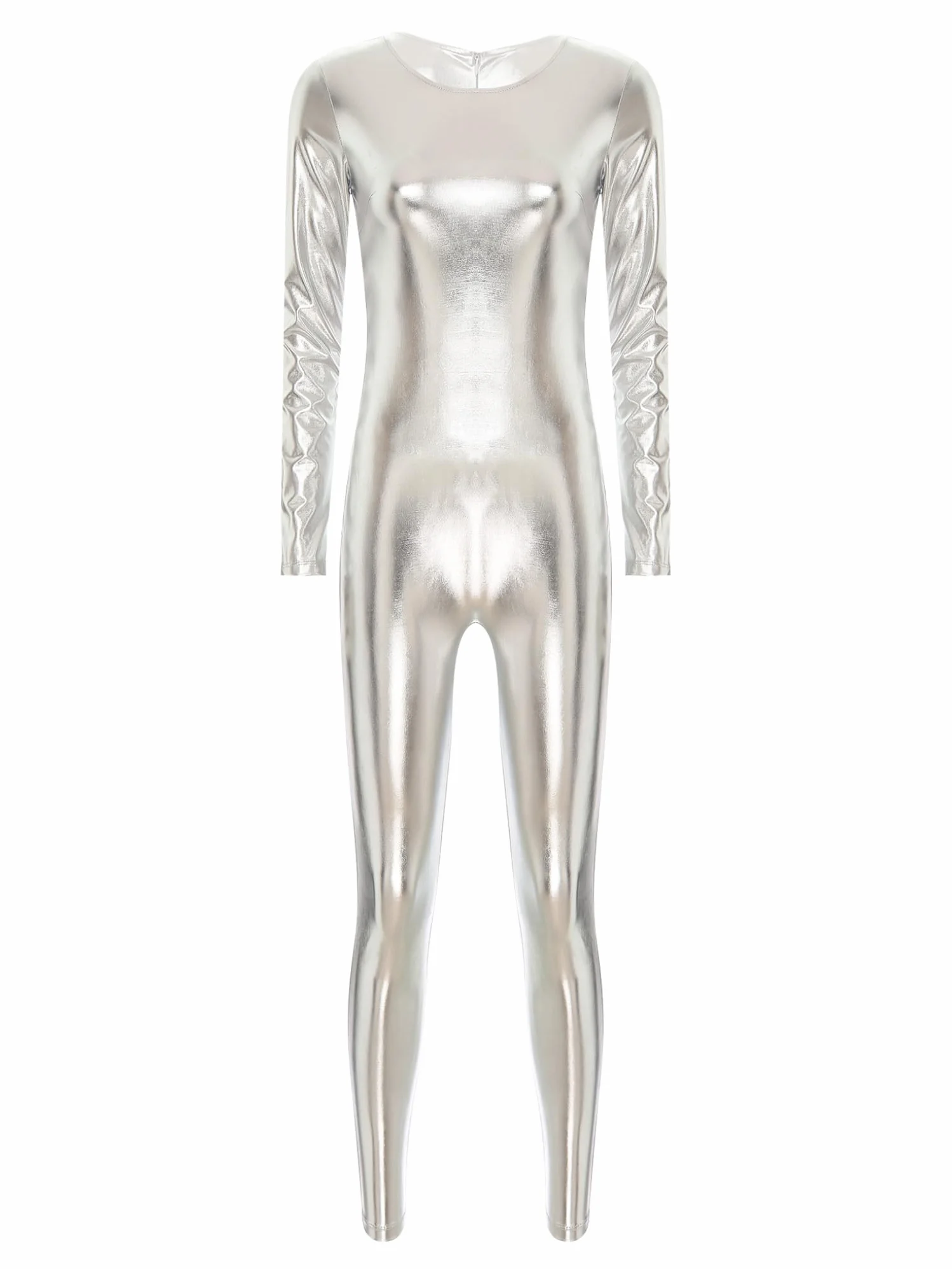 Maillot Gimnasia Ritmica Brillante para Mujer Metálico Danza Ballet Leotardo de Patinaje Artistico Manga Larga Mono Deportivo Completo Una Pieza Ropa de Baile