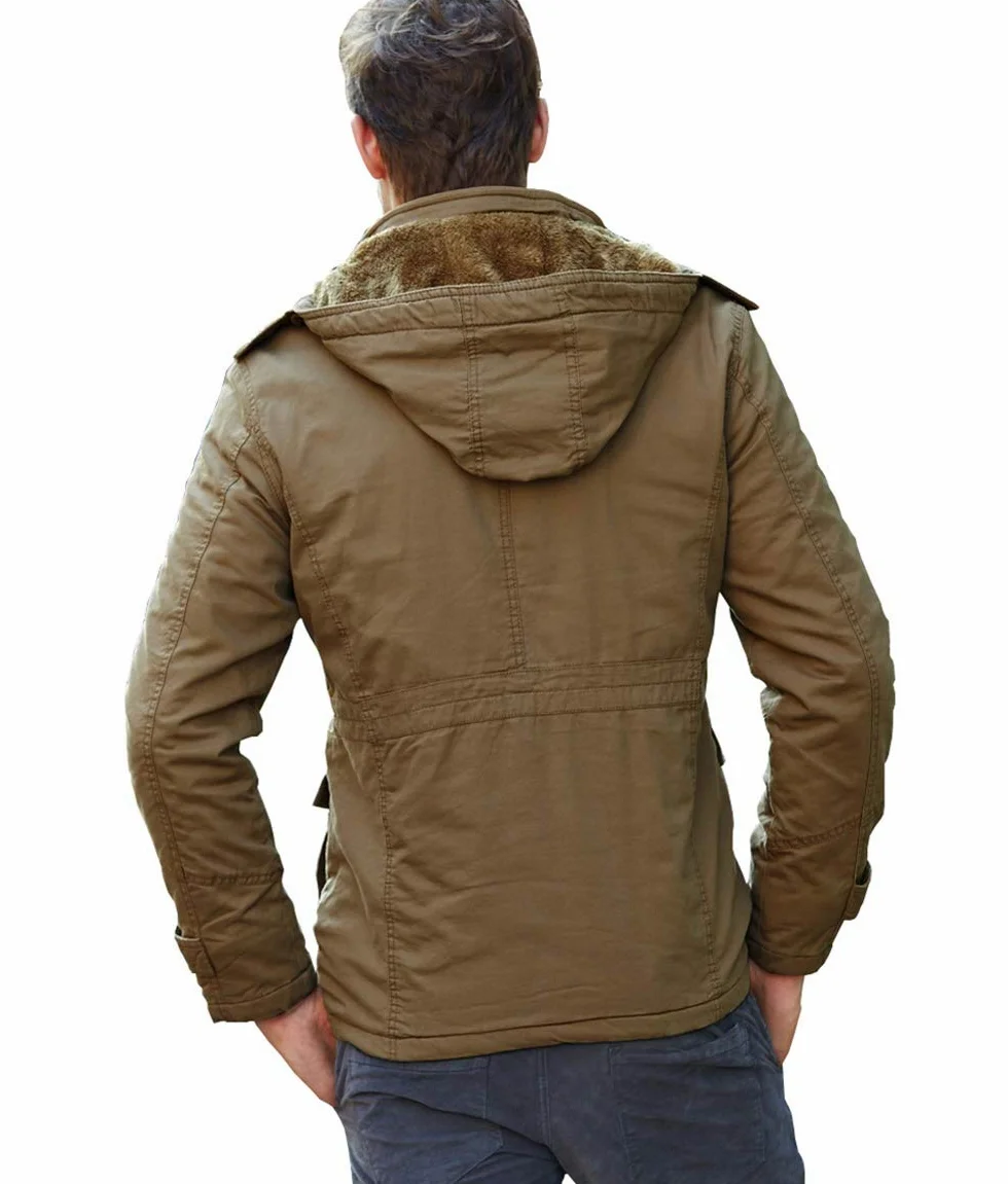 KEFITEVD Parka de invierno para hombre Chaqueta abrigada de invierno con capucha extraíble Abrigo forrado Chaqueta de transición de invierno con forro polar Chaqueta