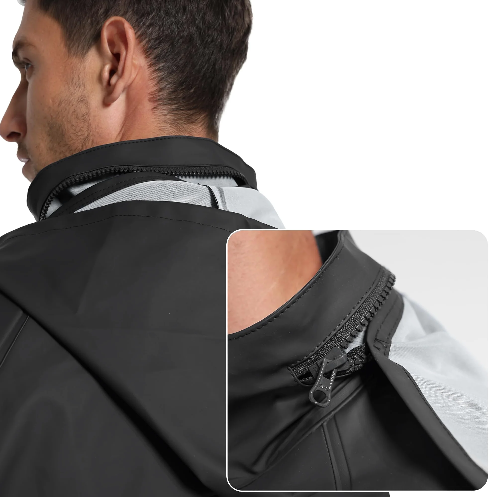 Traje de Lluvia Hombre Impermeable PU - Chaqueta y Peto Ajustable con Capucha Extraíble para Pesca, Construcción, Trabajo y Outdoor