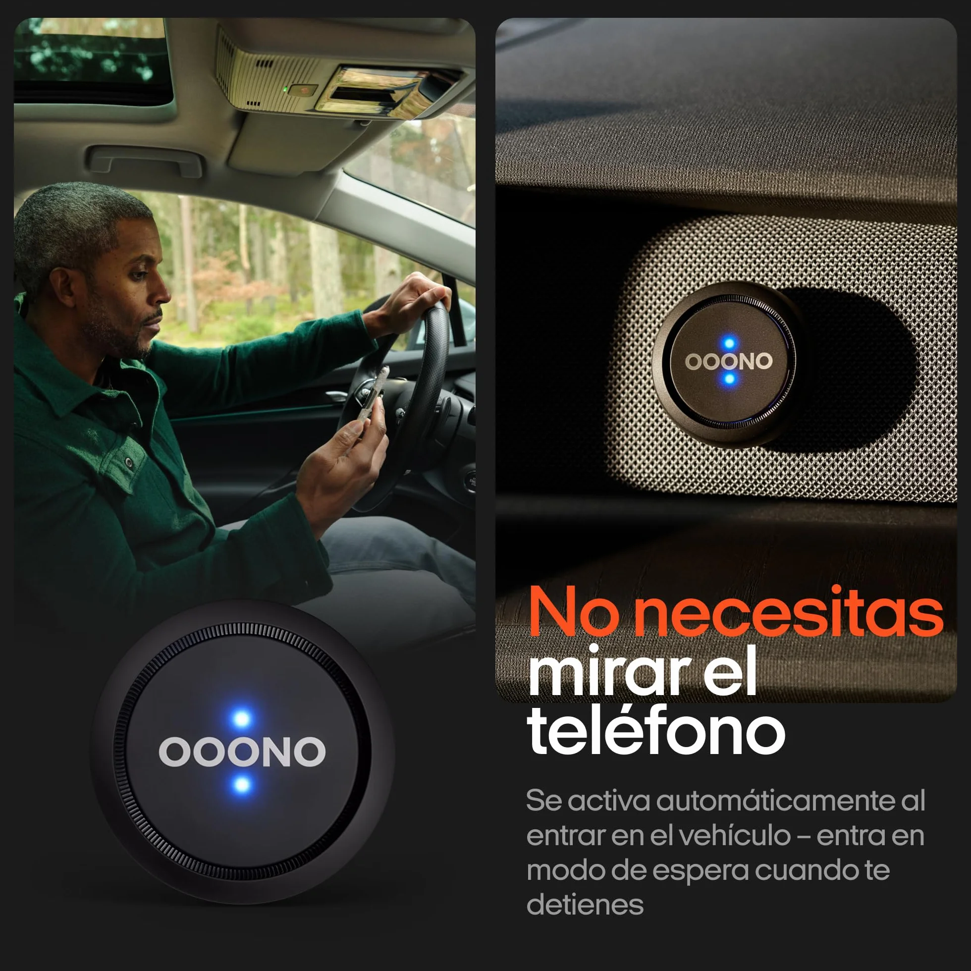 OOONO Co-Driver 1 – Alertas de Peligro en Tiempo Real, Sin Suscripción, Batería Litio 3V, Compatible con Apple CarPlay y Android Auto