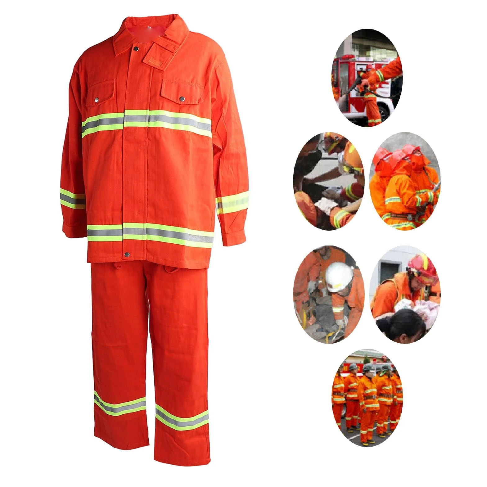 Fafeicy Traje de Seguridad Resistente Al Fuego Tipo 97, Ropa de Algodón Resistente Al Fuego y Al Calor con Tira Reflectante, Fuerte Dureza y Protección Química para la Industria, (L)