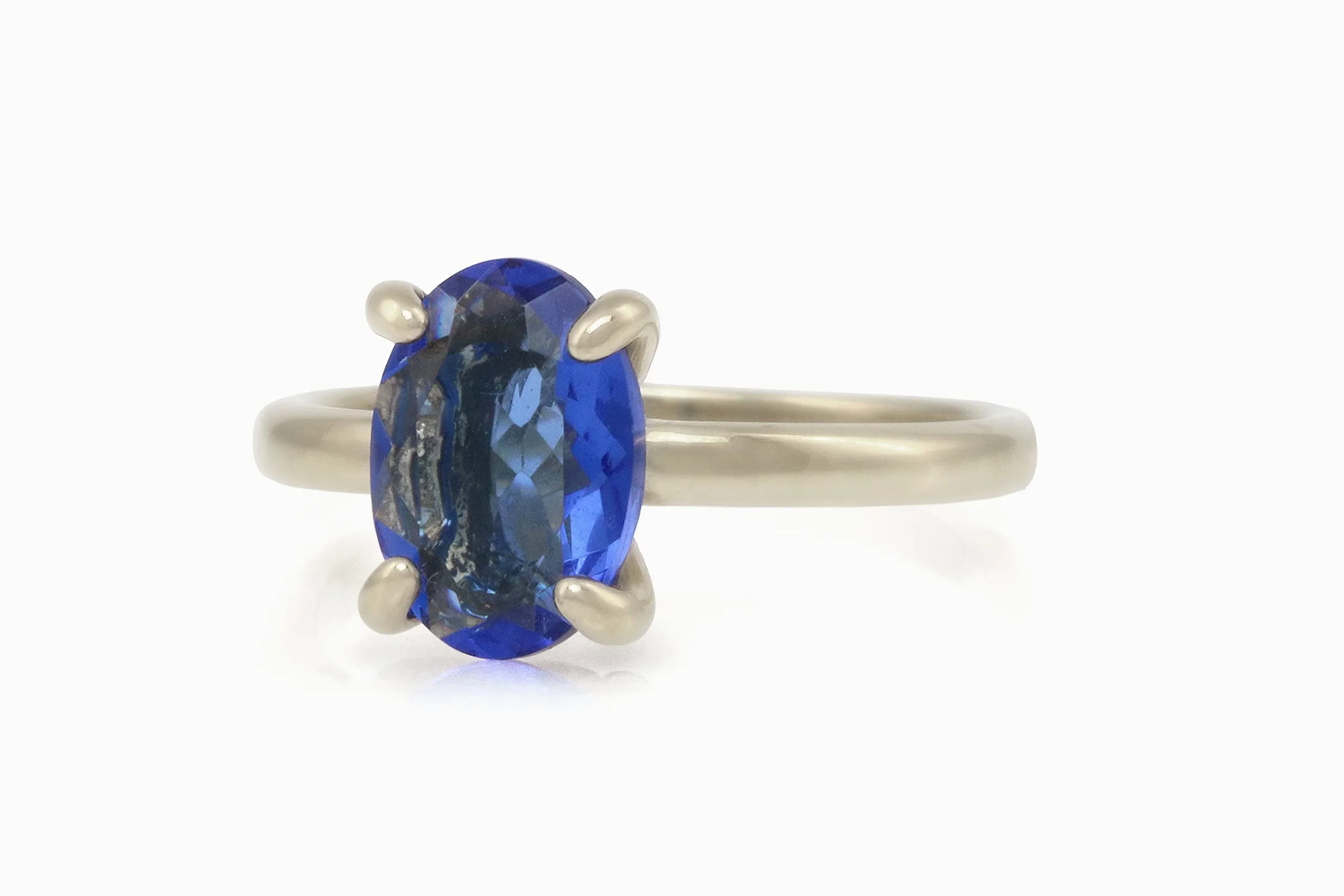 Delicado Anillo de Zafiro Azul - Anillos de Compromiso para Mujeres Hechos a Mano, Anillos de Boda, Anillos de Moda - Anillos Ovalados Clásicos - Anillo de Zafiro de Nacimiento de Septiembre