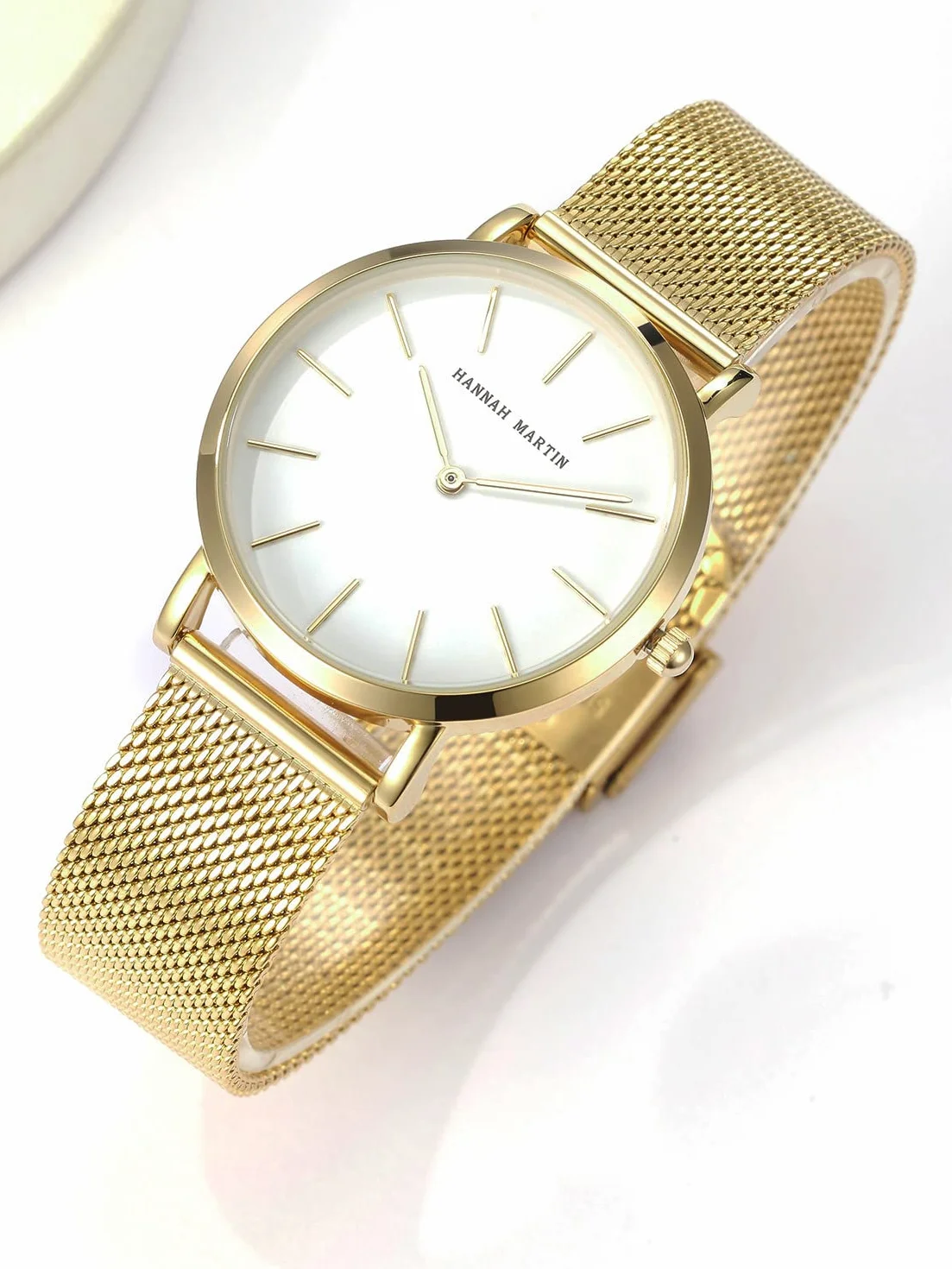 HANNAH MARTIN Reloj de Cuarzo para Mujer Banda Malla Acero Inoxidable Ultra Delgado