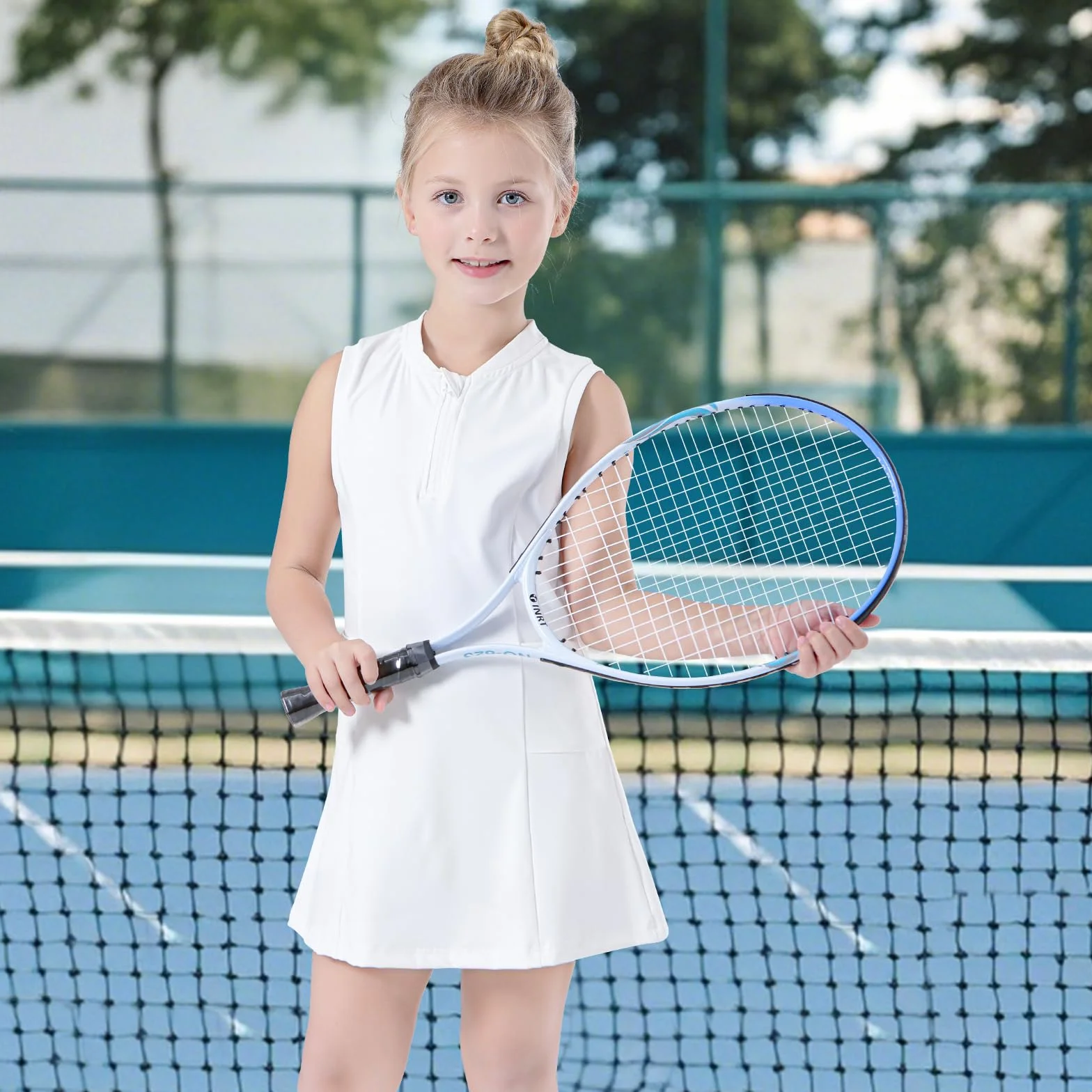 Bezioner Vestido Tenis Niñas Cremallera Vestidos Deportivos con Pantalones Cortos Bolsillos Padel Línea A Ropa Golf