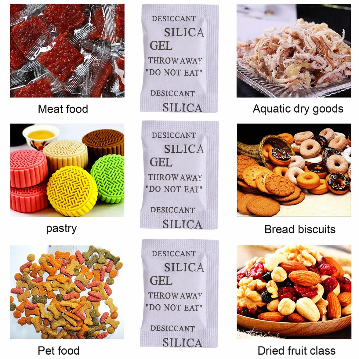 Bolsas de Gel de Sílice Sachets Desecante Pequeño Paquete de 100