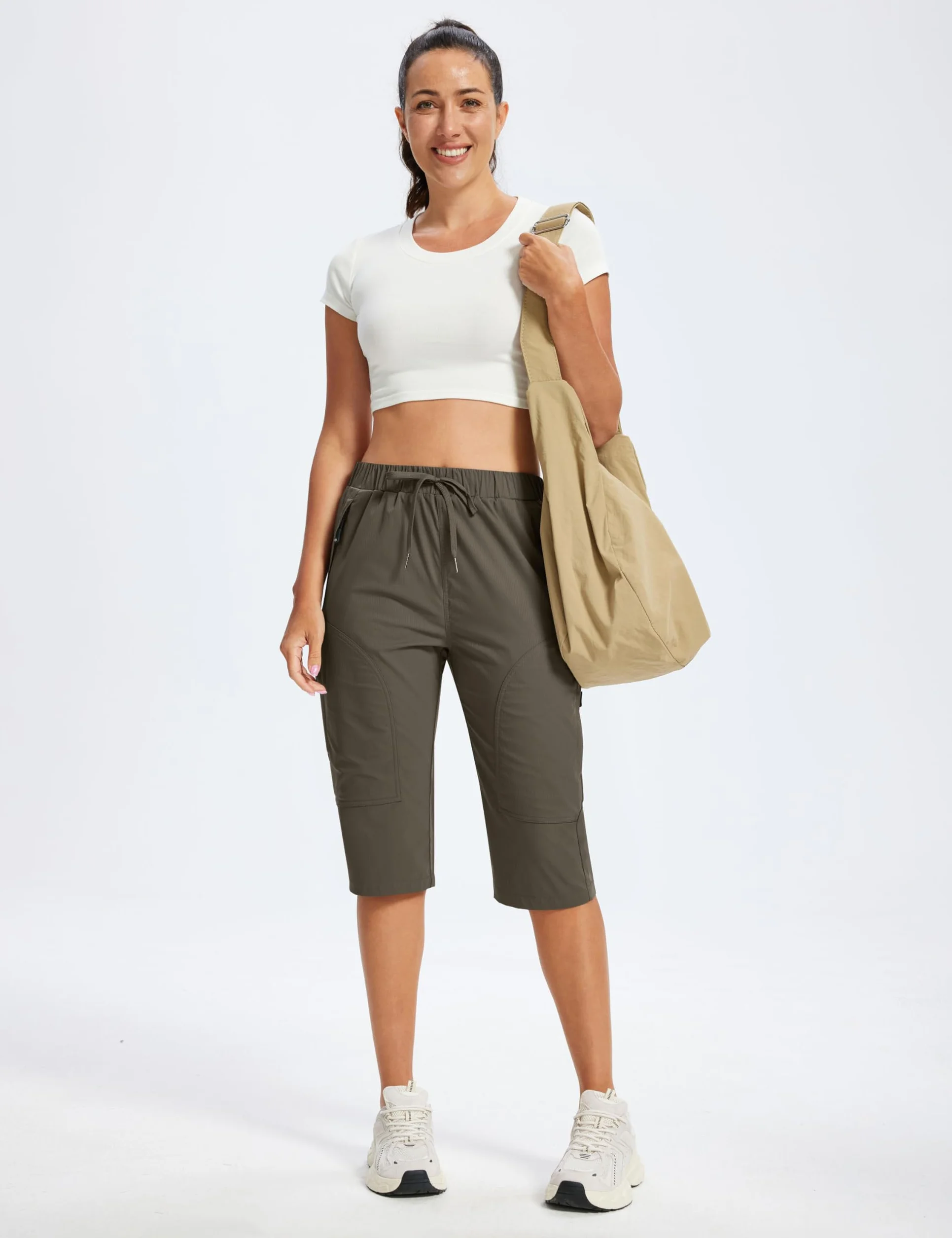 MoFiz Pantalones Cortos de Trekking Mujer Bermudas Secado Rápido 3/4 Pantalones de Senderismo Acampada Marcha Safari Deporte Shorts con 5 Bolsillos
