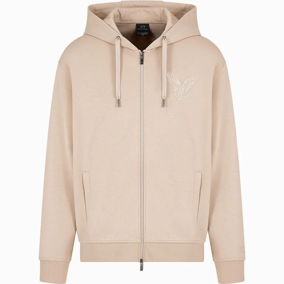 Armani Exchange Embroidered Eagle Cotton Poly Interlock Full Zip Hooded Sweatshirt Sudadera para Hombre