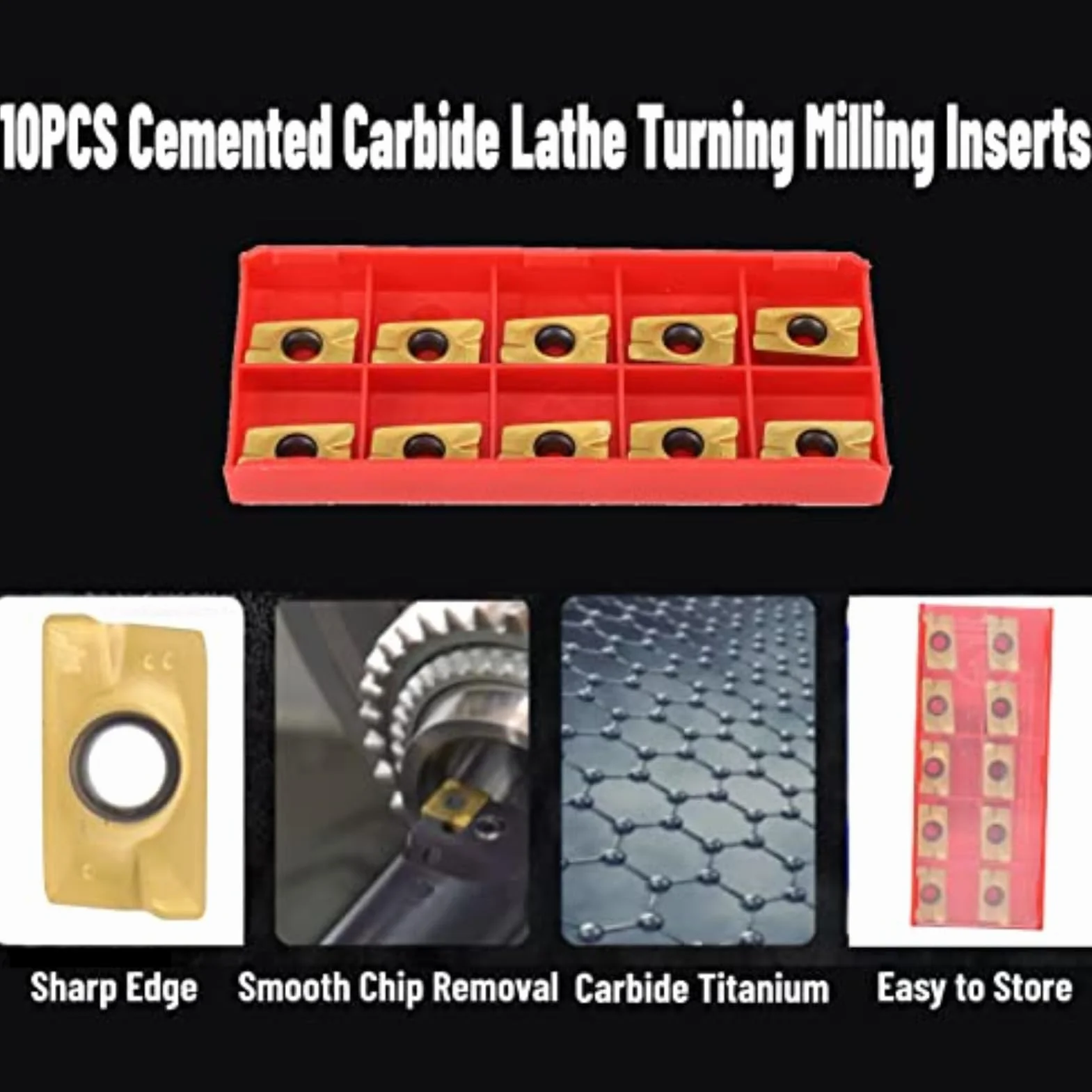 Insertos de Carburo APMT1604 10PCS Fresado Torneado Cementado Dureza 15-50HRC CNC