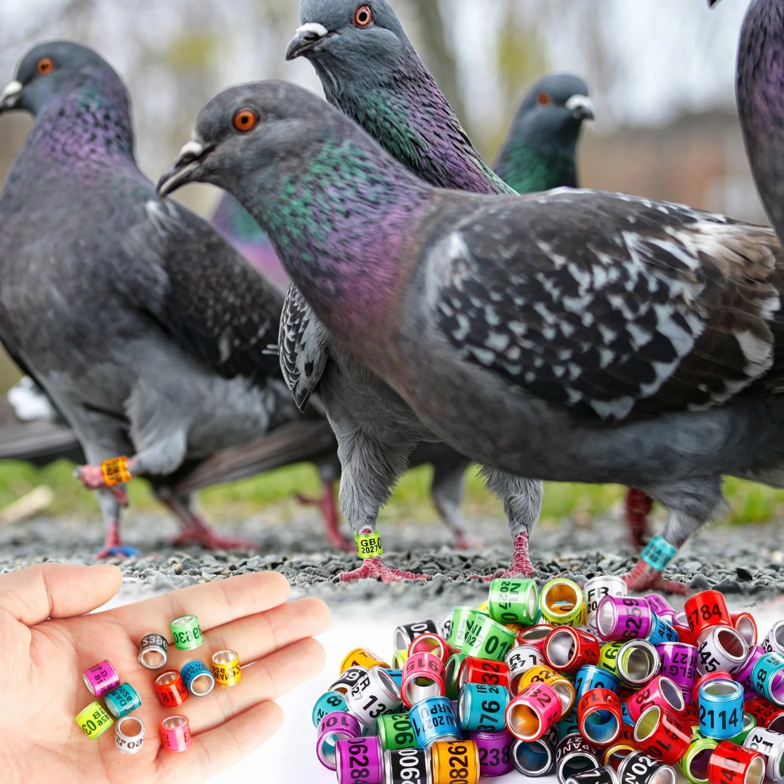 Anillos de aluminio para patas de paloma 10 colores identificación bandas 2026