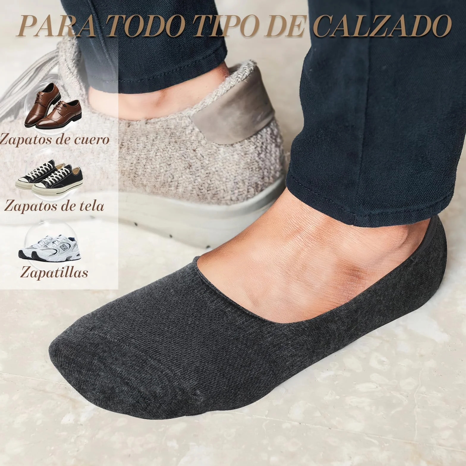 10 Pares Calcetines Invisibles Hombre y Mujer EU 39-45, Calcetines Transpirables Pinkies en Algodón Calcetines Cortos con Antideslizantes Silicona para Verano