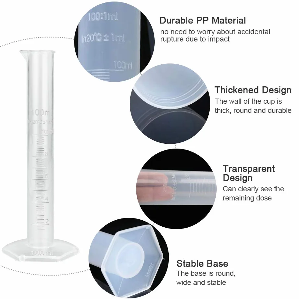 Probetas Graduadas 10ml 25ml 50ml 100ml Cilindros Graduados Plástico Laboratorio + Pipetas 3ml