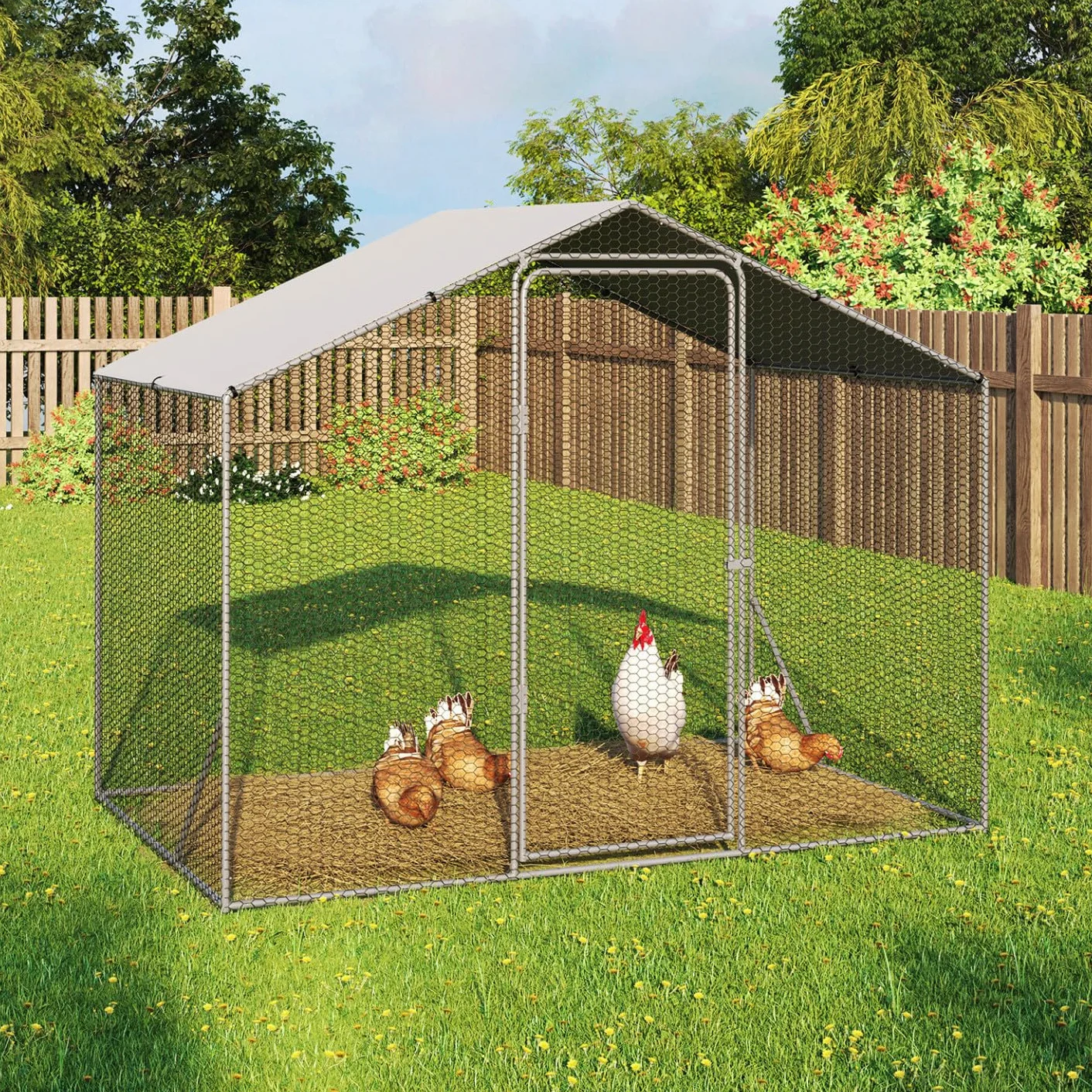 Corral para gallinas de 3 m² Acero galvanizado 2,20x1,4 m