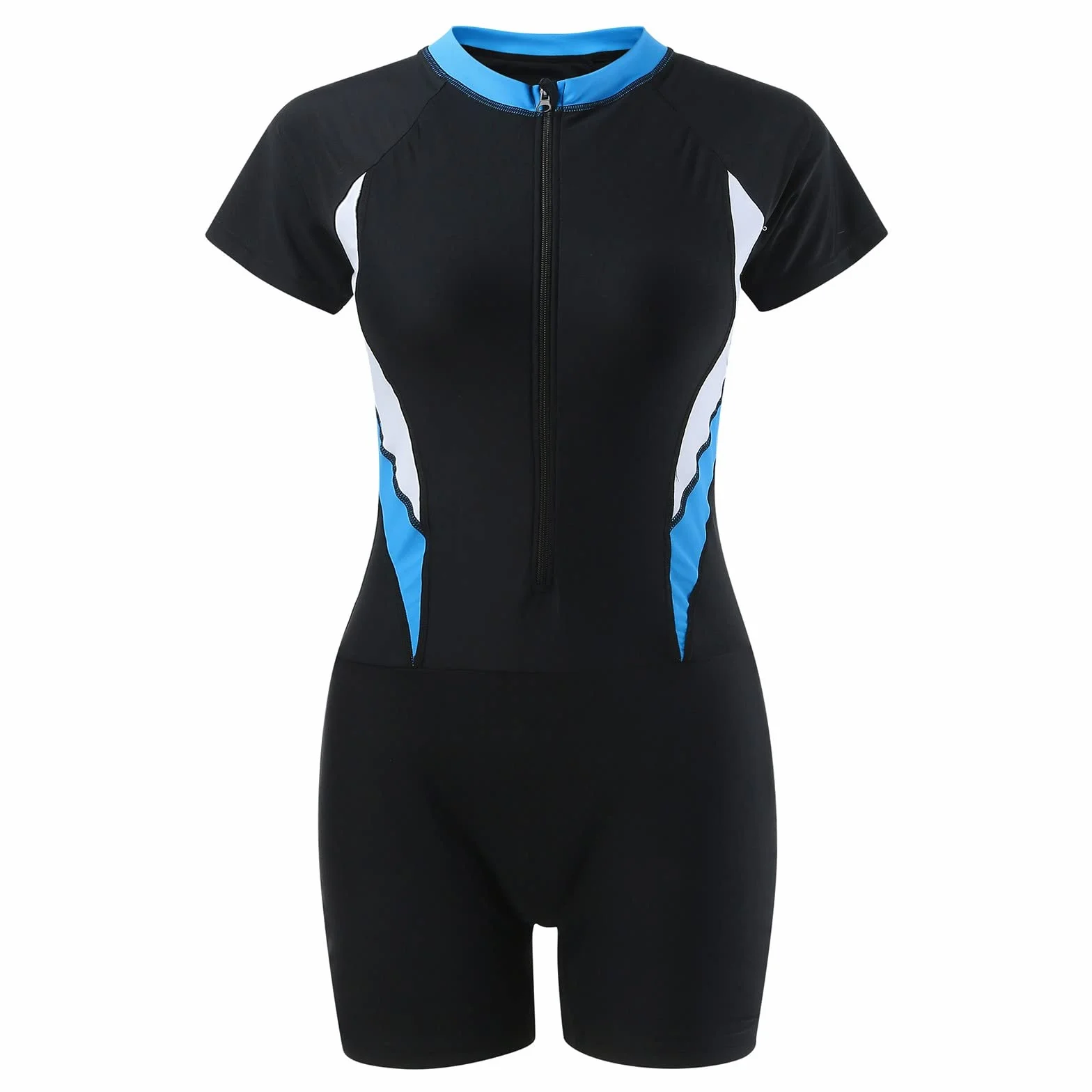 Traje de neopreno corto para mujer, traje de buceo para mujer, cuello redondo, transpirable, negro, manga corta/sin mangas, traje de baño de una pieza