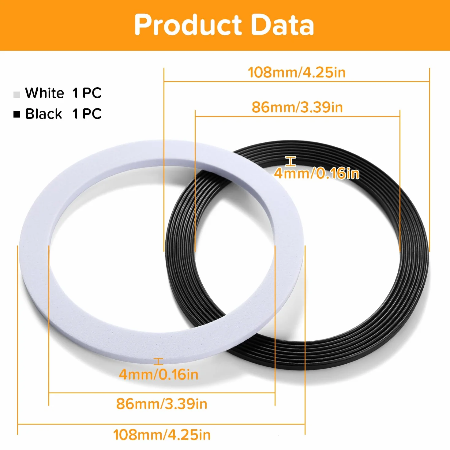 Arandelas de Sellado 110mm para Fregadero, Juntas Tóricas para Lavabo